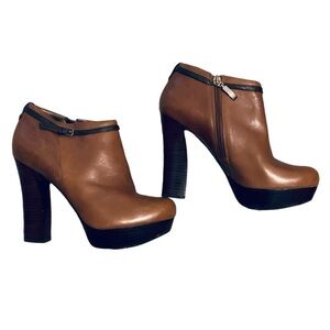 GUESS tan 7.5-8 (38) heel booties buckle zip posh girlhood glam stiletto party​​